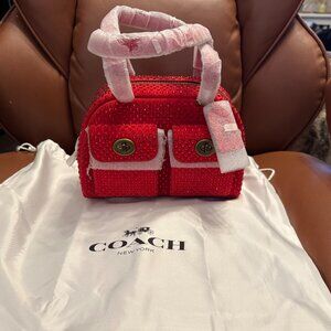 Coach Twin Turnlock Bag 20 Red Crystal Limited Edition CDT22 NWT